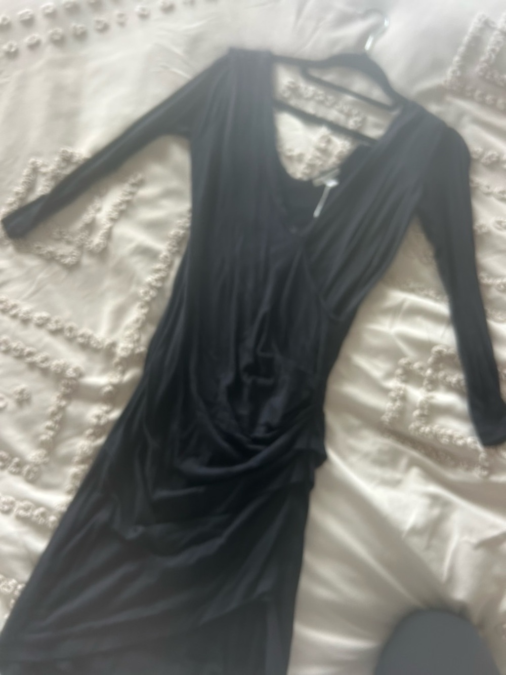 James Perse Black Long-Sleeve Wrap Dress